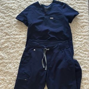 Navy Blue Figs Scrubs Jogger Set